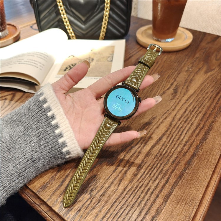 22mm Watch Band For Huawei Watch GT 5 Pro 46mm / GT 5 46mm / GT 4 46mm / Watch 4 Heart Pattern Embossed Genuine Leather Strap - Green