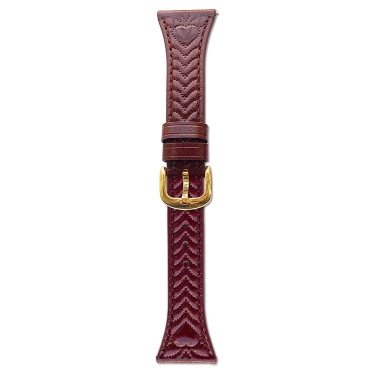 22mm Watch Band For Huawei Watch GT 5 Pro 46mm / GT 5 46mm / GT 4 46mm / Watch 4 Heart Pattern Embossed Genuine Leather Strap - Wine Red