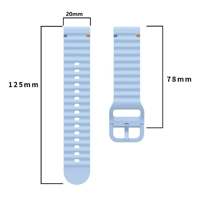 Watch Band For Garmin Vivomove 3 / Samsung Galaxy Watch3 41mm / Huawei Watch GT 2 42mm , 20mm Silicone Strap with Wave Pattern - Baby Blue