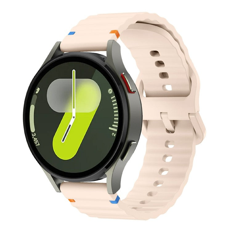 22mm Watch Band for Samsung Galaxy Watch3 45mm / Watch 46m / Huawei Watch GT Wavy Pattern Silicone Strap - Pink