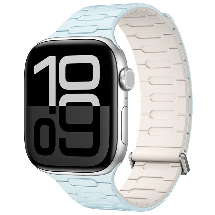 AP Magnetic Watch Band for Apple Watch Series 10 Ultra 9 8 7 SE 6 5 4 3 2 1 46mm 49mm 45mm 44mm 42mm Silicone Sport Strap - Baby Blue+Starlight