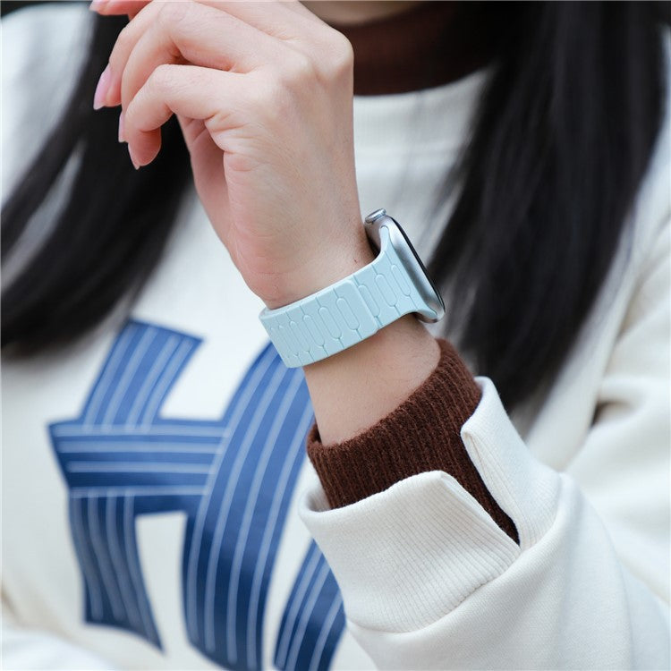 AP Magnetic Watch Band for Apple Watch Series 10 Ultra 9 8 7 SE 6 5 4 3 2 1 46mm 49mm 45mm 44mm 42mm Silicone Sport Strap - Baby Blue+Starlight