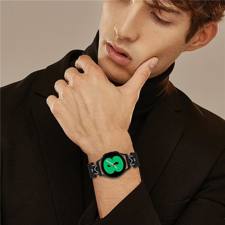 For Huami Amazfit GTR 42mm Watch Strap Rhinestones Decor 3-Bead Stainless Steel Band - Black