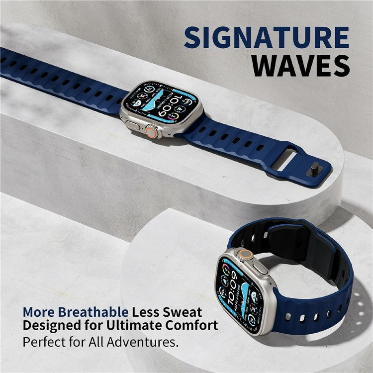 Watch Band for Apple Watch Series 10 Ultra 9 8 7 SE 6 5 4 3 2 1 46mm 49mm 45mm 44mm 42mm Dual Color Silicone Strap - Black / Grey