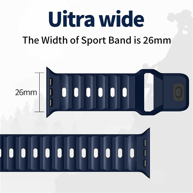 Watch Band for Apple Watch Series 10 Ultra 9 8 7 SE 6 5 4 3 2 1 46mm 49mm 45mm 44mm 42mm Dual Color Silicone Strap - Black / Grey
