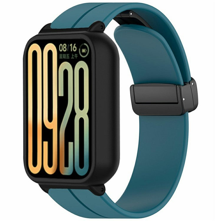 For Xiaomi Smart Band 9 Pro Strap with Case 2 in 1 Silicone Watch Band Magnetic Folding Buckle - Cyan