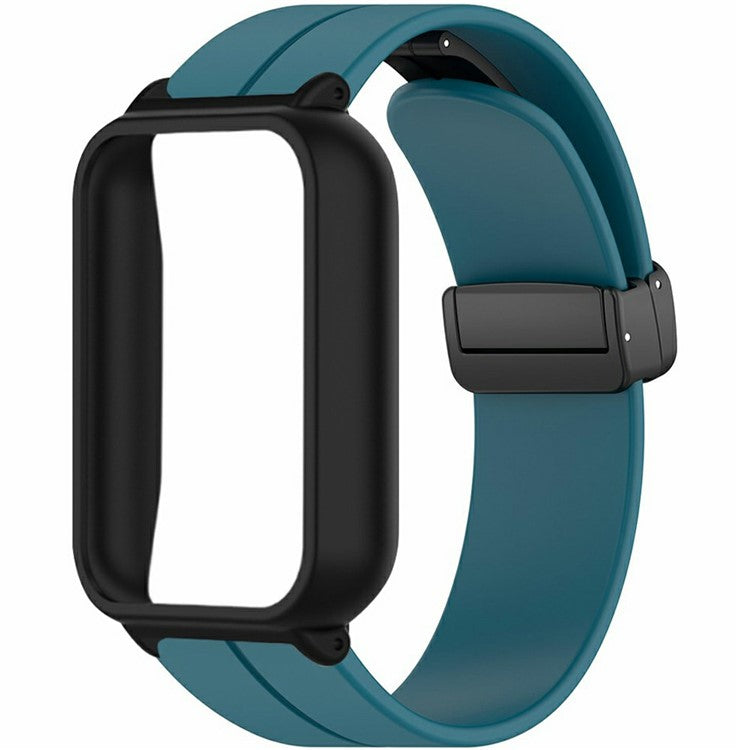 For Xiaomi Smart Band 9 Pro Strap with Case 2 in 1 Silicone Watch Band Magnetic Folding Buckle - Cyan