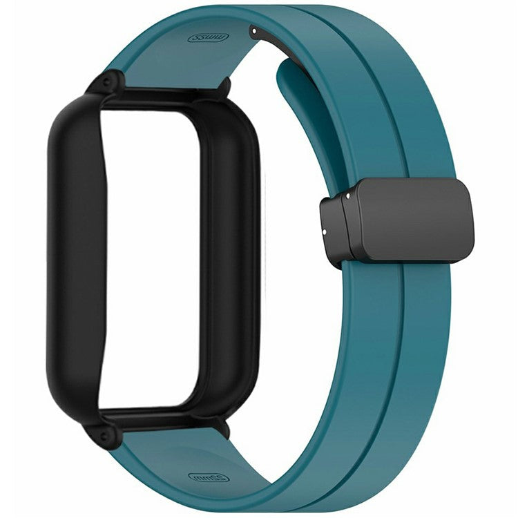 For Xiaomi Smart Band 9 Pro Strap with Case 2 in 1 Silicone Watch Band Magnetic Folding Buckle - Cyan