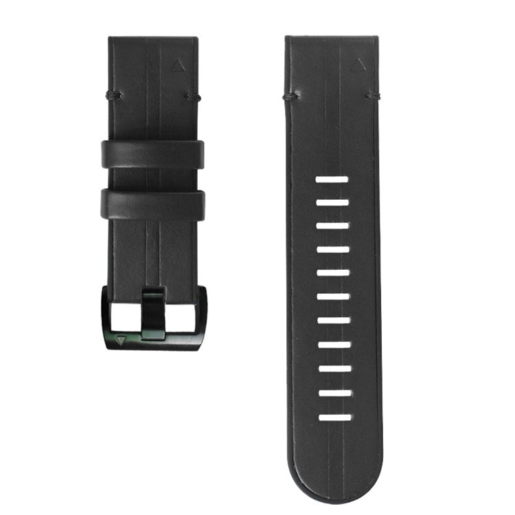 26MM PU Leather Surface+Silicone Smart Watch Band Strap for Garmin Watch - Black