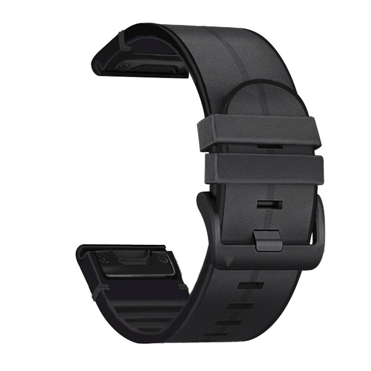 26MM PU Leather Surface+Silicone Smart Watch Band Strap for Garmin Watch - Black