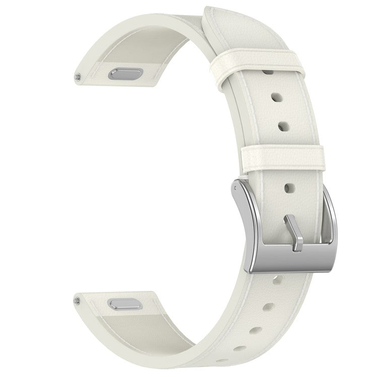 For Samsung Huawei Huami Garmin Smartwatch Band 20mm Universal Top Layer Cowhide Leather Strap - White