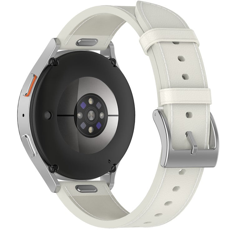 For Samsung Huawei Huami Garmin Smartwatch Band 20mm Universal Top Layer Cowhide Leather Strap - White