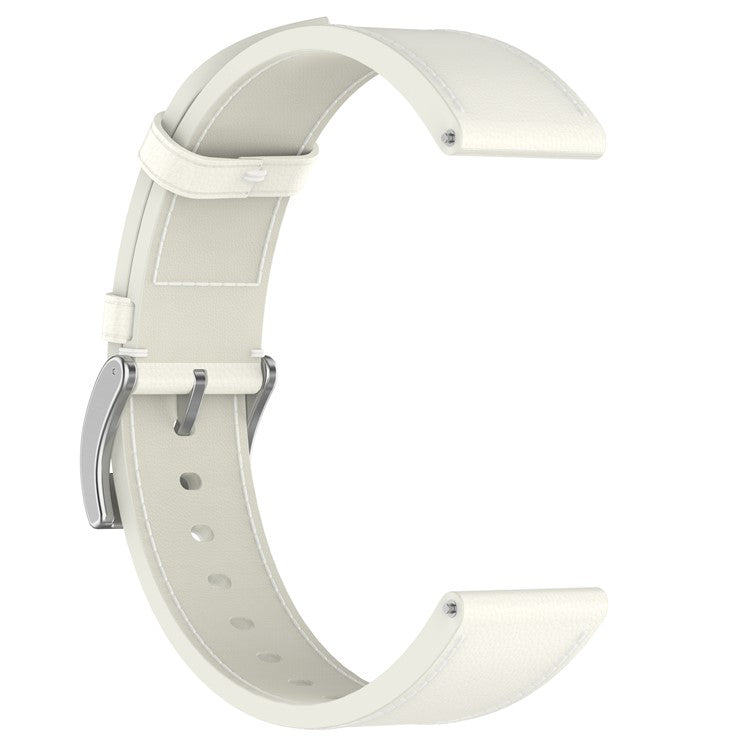 For Samsung Huawei Huami Garmin Smartwatch Band 20mm Universal Top Layer Cowhide Leather Strap - White