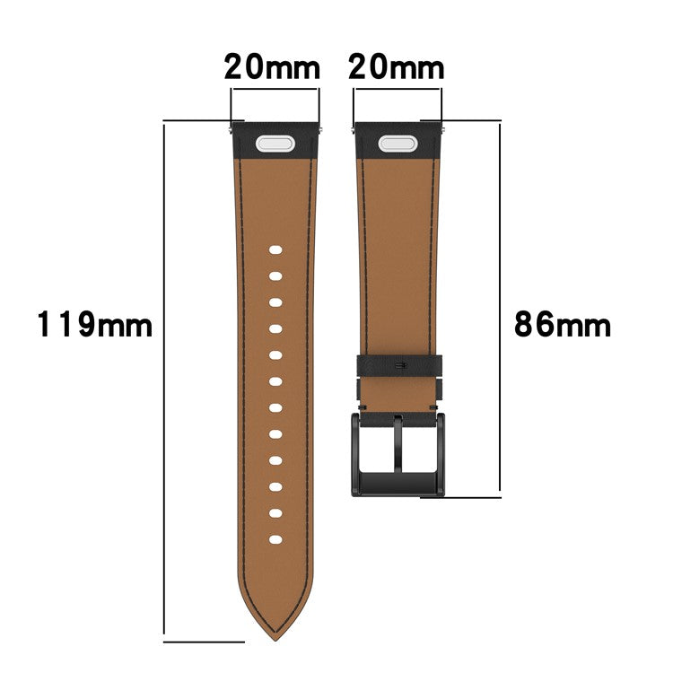 For Samsung Huawei Huami Garmin Smartwatch Band 20mm Universal Top Layer Cowhide Leather Strap - White