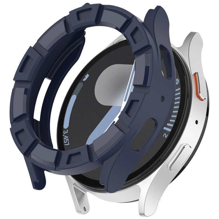 For Samsung Galaxy Watch7 44mm Watch Case Hollow Armor Soft TPU Watch Frame - Blue