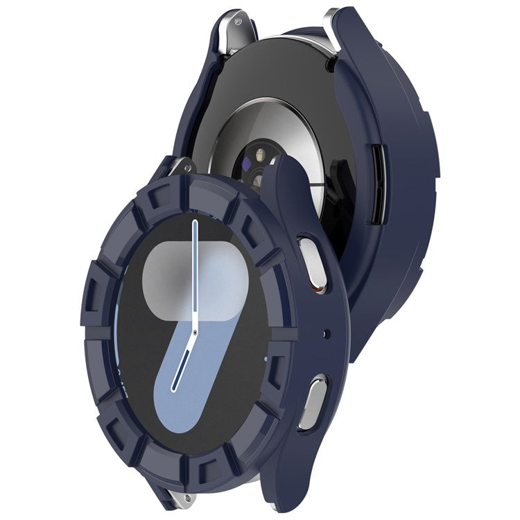 For Samsung Galaxy Watch7 44mm Watch Case Hollow Armor Soft TPU Watch Frame - Blue