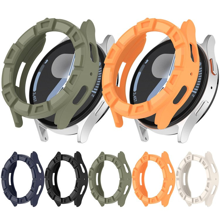 For Samsung Galaxy Watch7 44mm Watch Case Hollow Armor Soft TPU Watch Frame - Blue