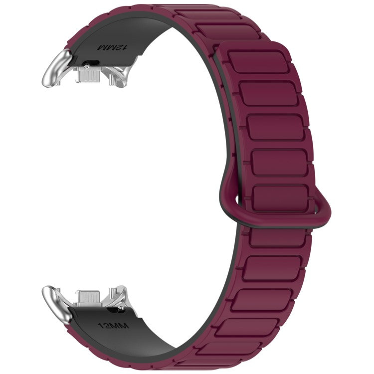 Magnetic Silicone Strap for Xiaomi Smart Band 9 NFC / 9 / 8 NFC / 8 Replacement Wristband with Connectors - Wine Red+Black