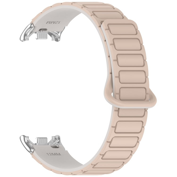 Magnetic Silicone Strap for Xiaomi Smart Band 9 NFC / 9 / 8 NFC / 8 Replacement Wristband with Connectors - Milk Tea+White
