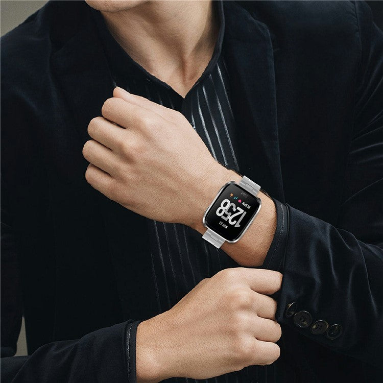 Watch Strap For Fitbit Versa Lite / Versa 2 / Versa H-Type Butterfly Clasp Stainless Steel Band Silver