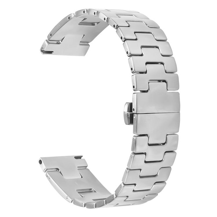 For Samsung Galaxy Watch 46mm Replacement Strap H-Type Butterfly Clasp Stainless Steel Watch Band Silver