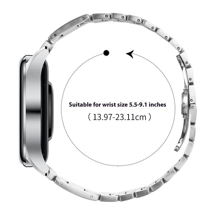 For Huawei Watch Buds Replacement Strap H-Type Butterfly Clasp Stainless Steel Watch Band Silver