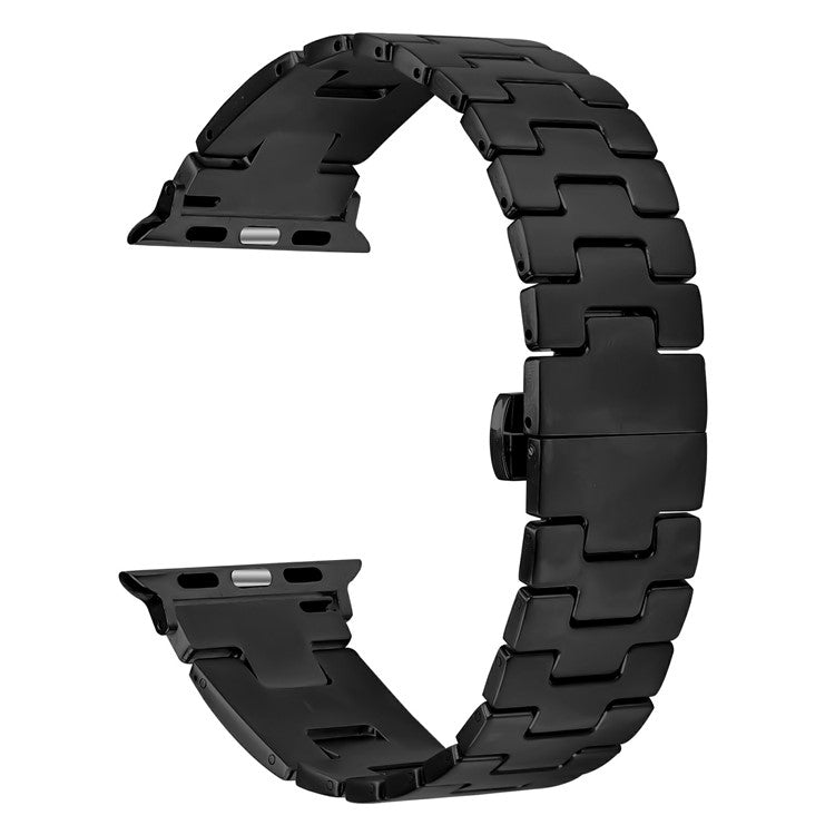 Replacement Strap for Apple Watch Series 10 Ultra 9 8 7 SE 6 5 4 3 2 1 46mm 49mm 45mm 44mm 42mm H Type Metal Watch Band - Black