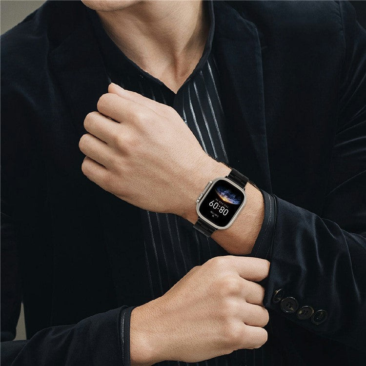 Replacement Strap for Apple Watch Series 10 Ultra 9 8 7 SE 6 5 4 3 2 1 46mm 49mm 45mm 44mm 42mm H Type Metal Watch Band - Black