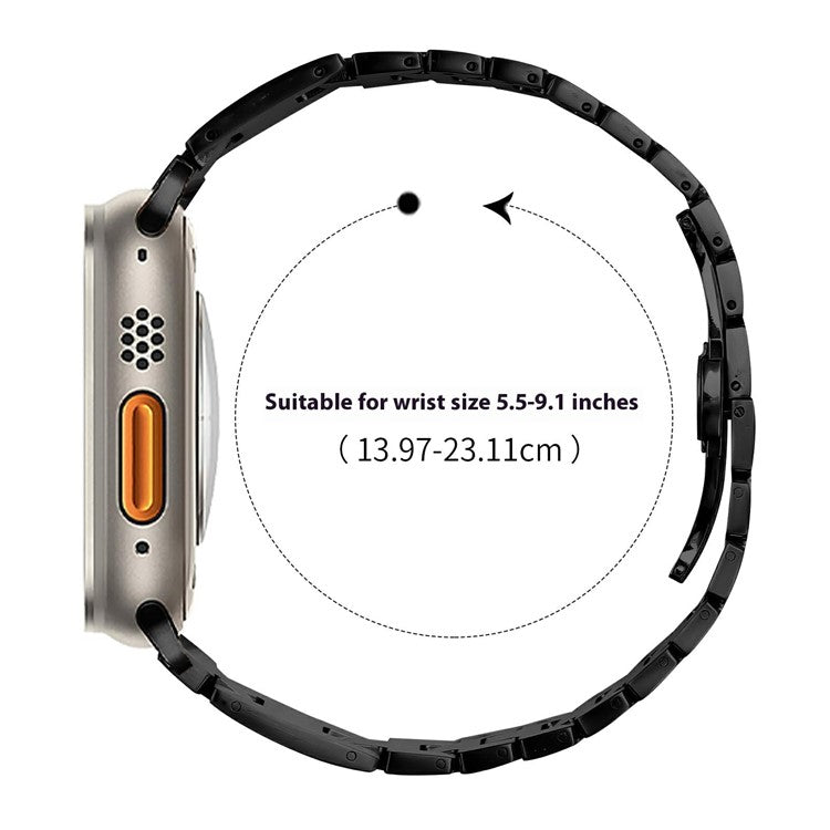 Replacement Strap for Apple Watch Series 10 Ultra 9 8 7 SE 6 5 4 3 2 1 46mm 49mm 45mm 44mm 42mm H Type Metal Watch Band - Black