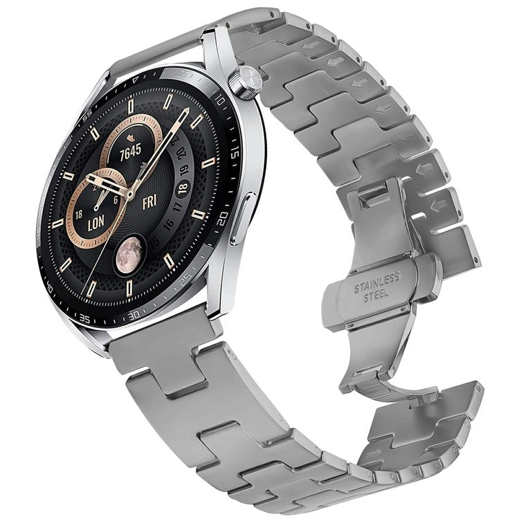 For Huawei Watch 4 / 4 Pro Replacement Strap H Type Metal Watch Band - Titanium Grey