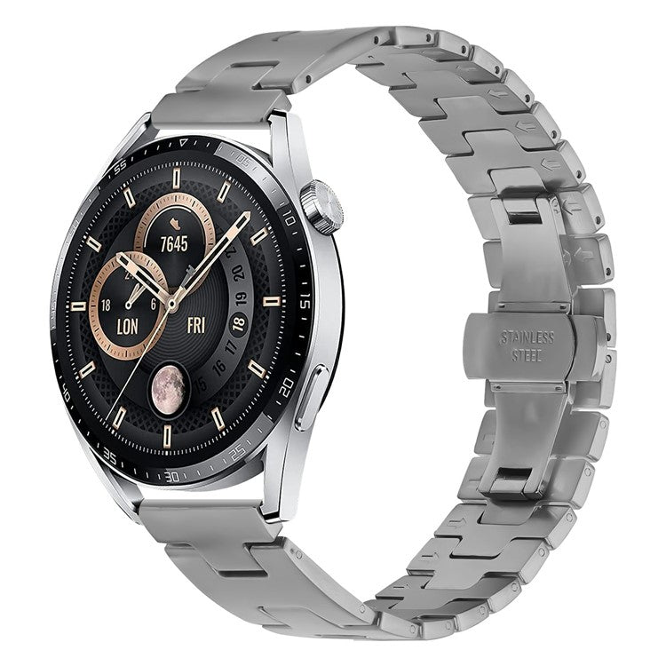 For Huawei Watch 4 / 4 Pro Replacement Strap H Type Metal Watch Band - Titanium Grey