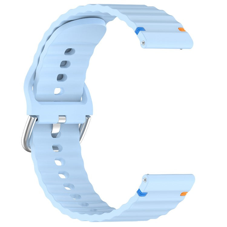 20mm Silicone Watch Band Stitch Line Wave Design Wrist Strap for Huawei / Samsung / Garmin Smartwatches - Baby Blue