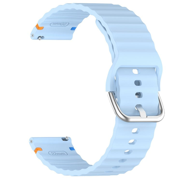 20mm Silicone Watch Band Stitch Line Wave Design Wrist Strap for Huawei / Samsung / Garmin Smartwatches - Baby Blue