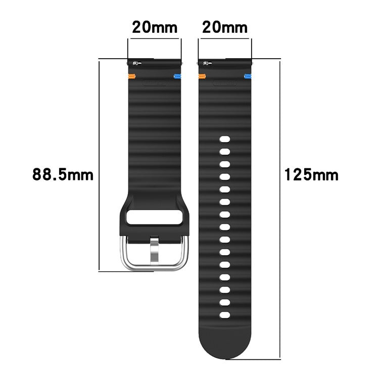 20mm Silicone Watch Band Stitch Line Wave Design Wrist Strap for Huawei / Samsung / Garmin Smartwatches - Baby Blue