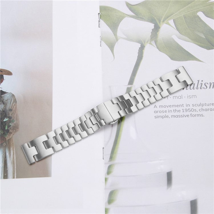 For Huawei Watch GT 3 46mm Replacement Strap H Type Butterfly Clasp Stainless Steel Watch Band Silver