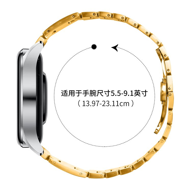 For Huawei Watch GT 3 46mm Replacement Strap H Type Metal Watch Band - Gold