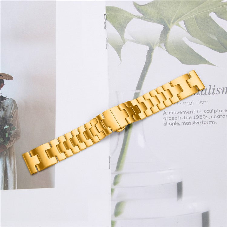 For Huawei Watch GT 3 46mm Replacement Strap H Type Metal Watch Band - Gold
