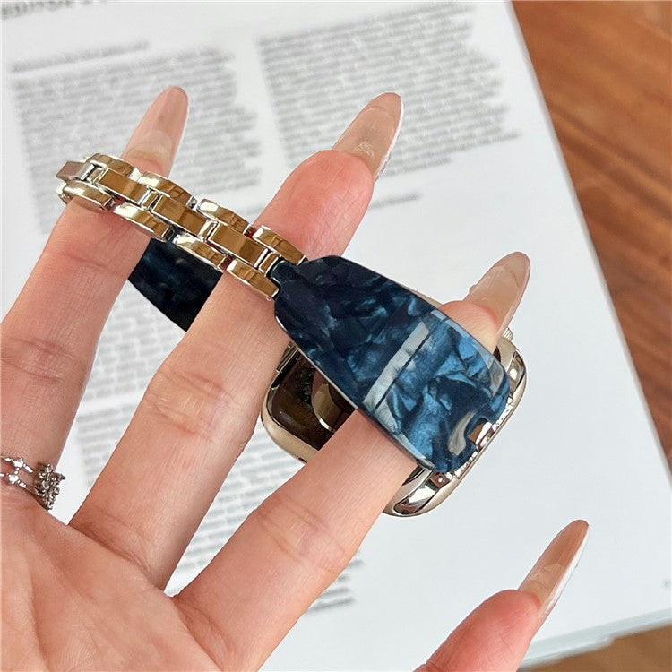 Watch Strap for Apple Watch Series 10 Ultra 9 8 7 SE 6 5 4 3 2 1 46mm 49mm 45mm 44mm 42mm Rhinestone Decor Resin Metal Wrist Band - Dark Blue