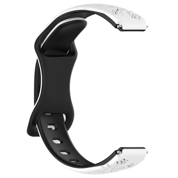 For Xiaomi Smart Band 9 / 8 Embossed Silicone Dual Color Strap Replacement Wristband - White+Black
