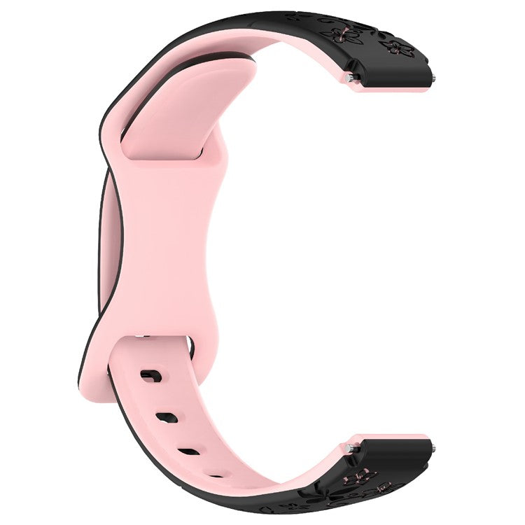 For Xiaomi Smart Band 9 / 8 Embossed Silicone Dual Color Strap Replacement Wristband - Black+Pink