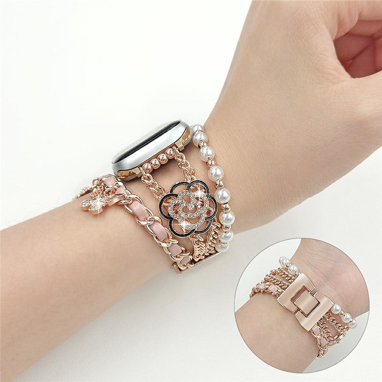 Zinc Alloy Bracelet Strap for Apple Watch Series 10 Ultra 9 8 7 SE 6 5 4 3 2 1 46mm 49mm 45mm 44mm 42mm Flower Butterfly Watch Band - Pink