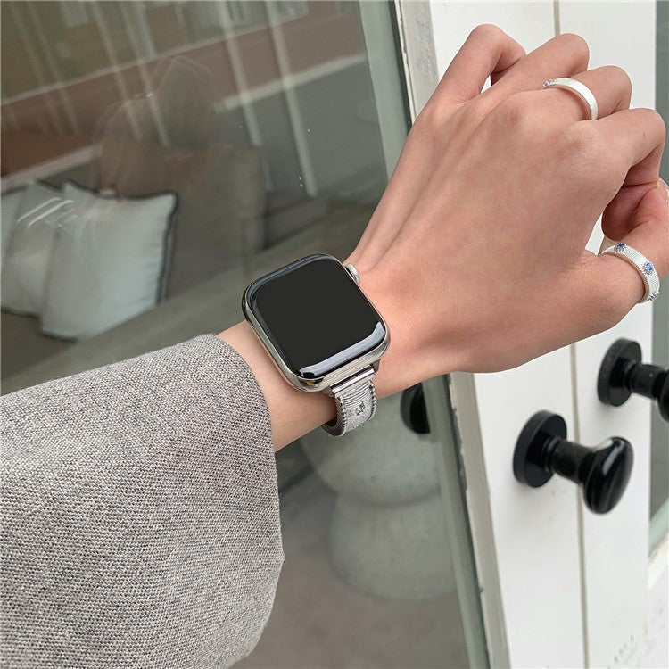 Bracelet Strap for Apple Watch Series 10 Ultra 9 8 7 SE 6 5 4 3 2 1 46mm 49mm 45mm 44mm 42mm Rhinestone Decor Stainless Steel Watch Band - Silver