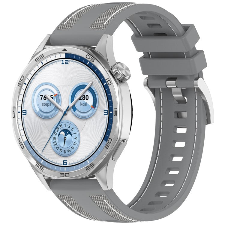 For Huawei Watch GT 5 46mm Replacement Strap 22mm Nylon Silicone Hybrid Watchband - Grey