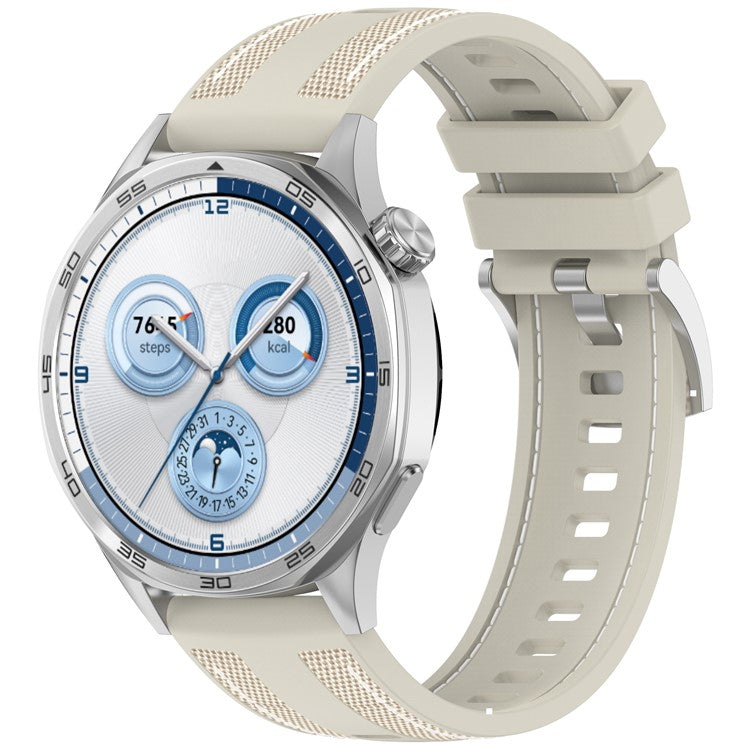 For Huawei Watch GT 5 46mm Replacement Strap 22mm Nylon Silicone Hybrid Watchband - Starlight