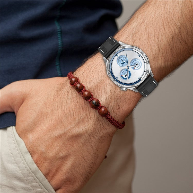 For Huawei Watch GT 5 46mm Replacement Strap 22mm Nylon Silicone Hybrid Watchband - Starlight