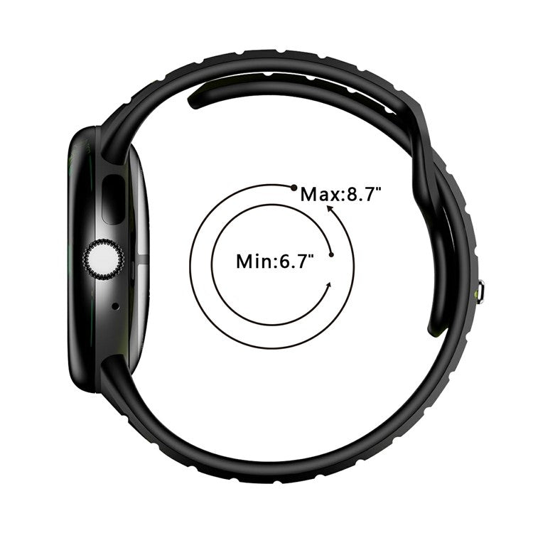 For Google Pixel Watch 3 45mm Replacement Watch Band Dual Color Silicone Strap - Black+Black
