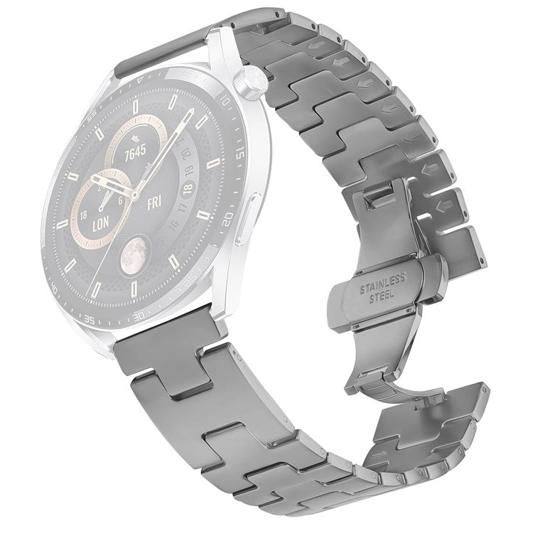 For Huami Amazfit Stratos 3 Replacement Strap H Type Metal Watch Band - Titanium