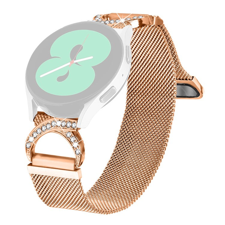 For CanMixs P22 Watch Band Milanese Metal Strap Rhinestone Decor - Rose Gold
