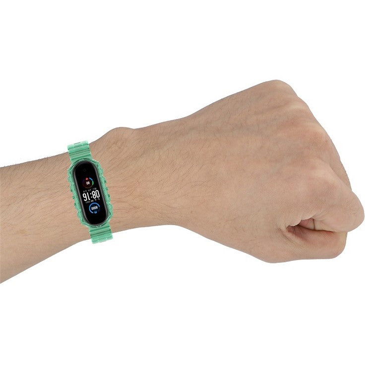 Solid Color TPU Smart Watch Band Replacement Wrist Strap for Xiaomi Mi Band 6 - Green