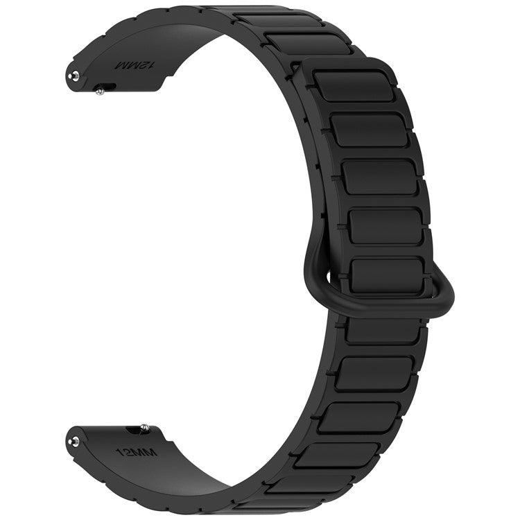 12mm Magnetic Watch Band Silicone Strap Compatible with 12mm Metal Frame / Connectors - Black
